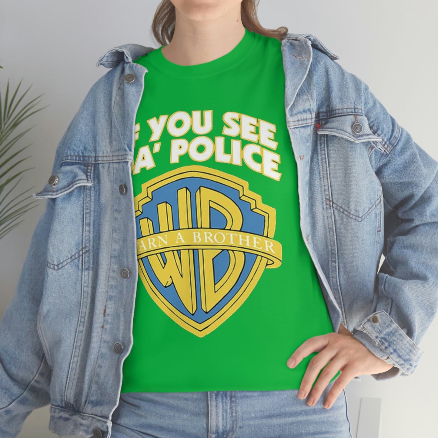 "If You See The Police Warn A Brother!" Unisex Cotton Tee