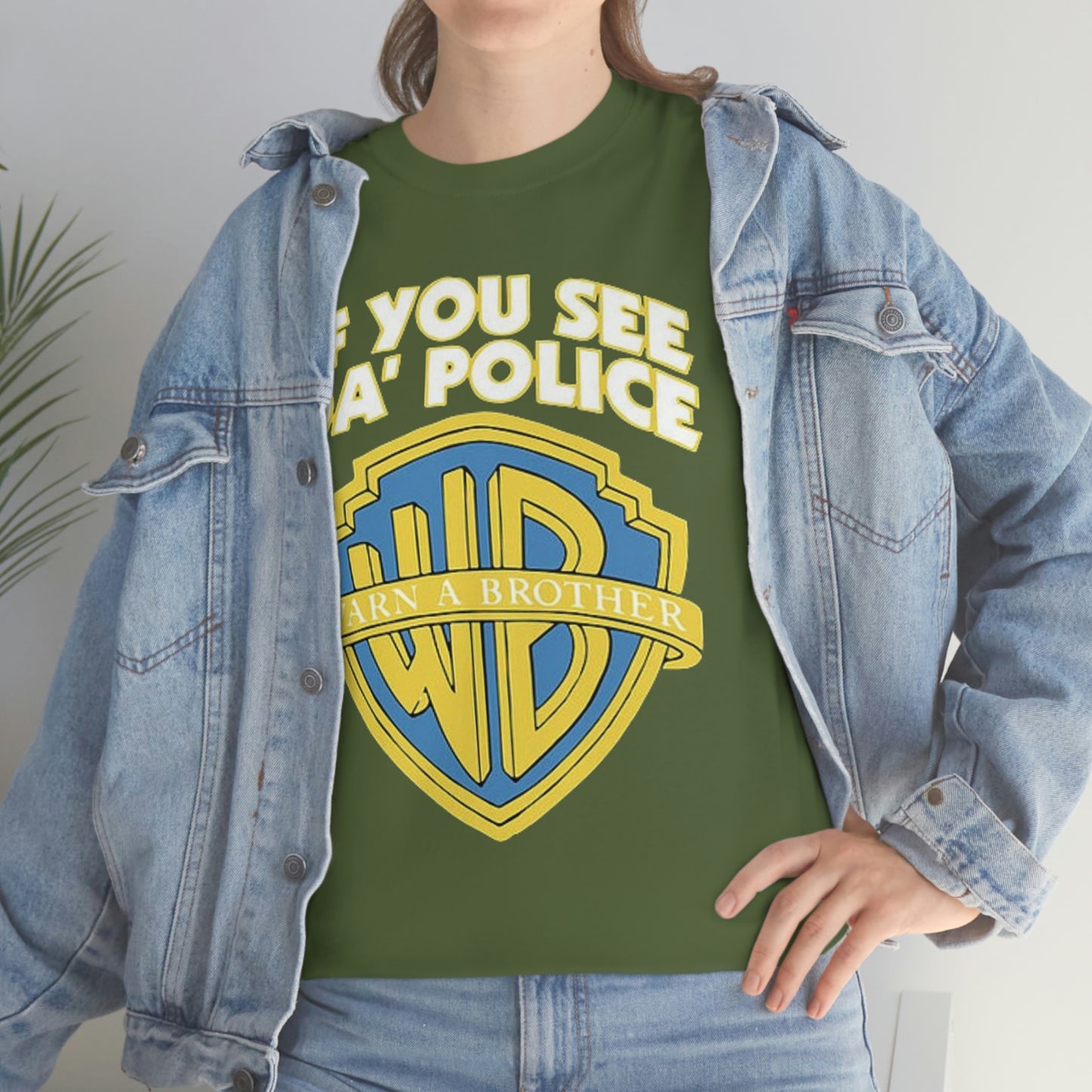 "If You See The Police Warn A Brother!" Unisex Cotton Tee