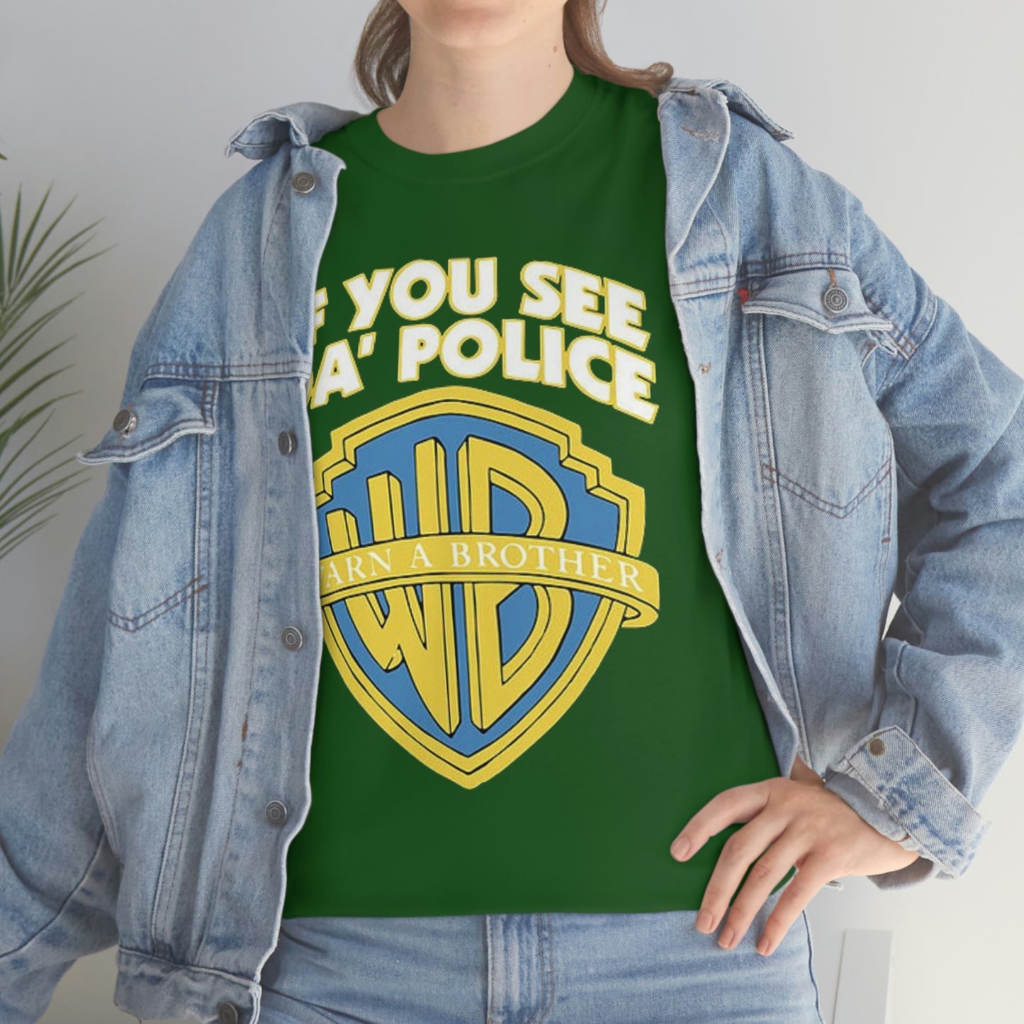 "If You See The Police Warn A Brother!" Unisex Cotton Tee