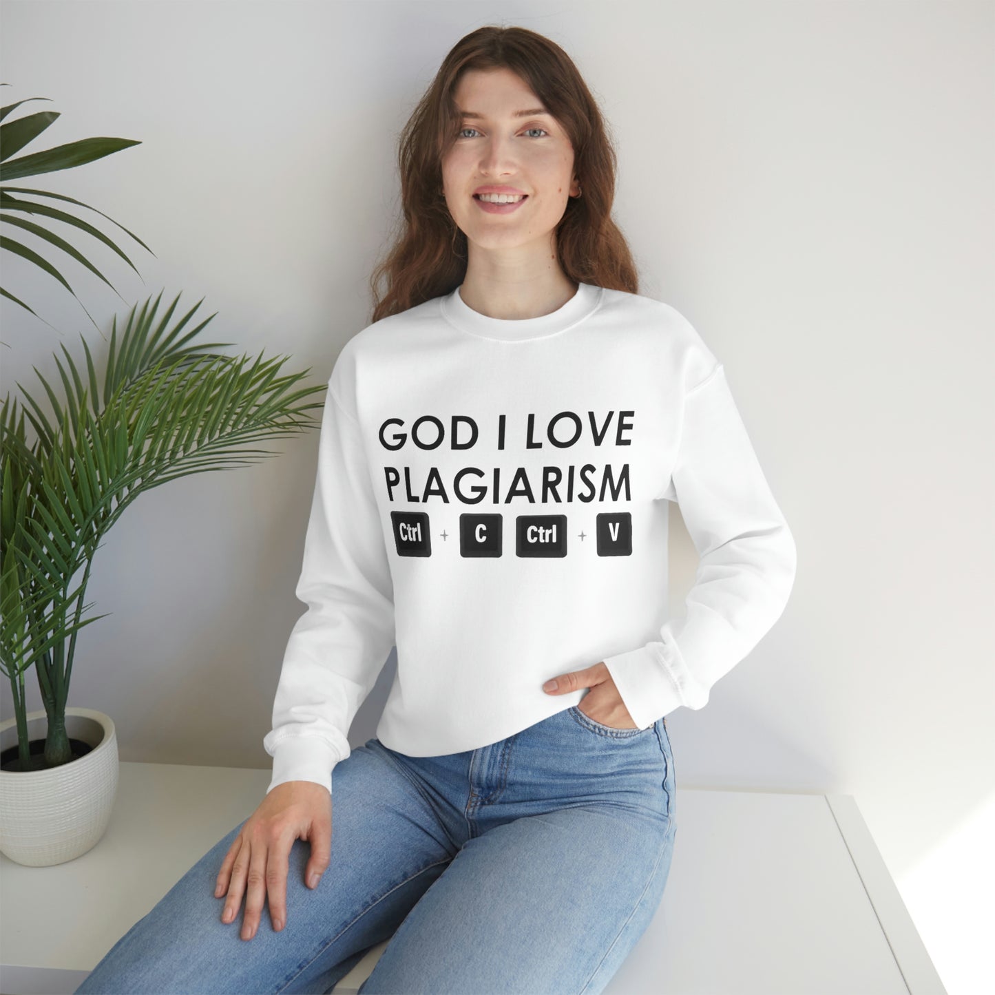 "God I Love Plagiarism" Unisex Crewneck Sweatshirt