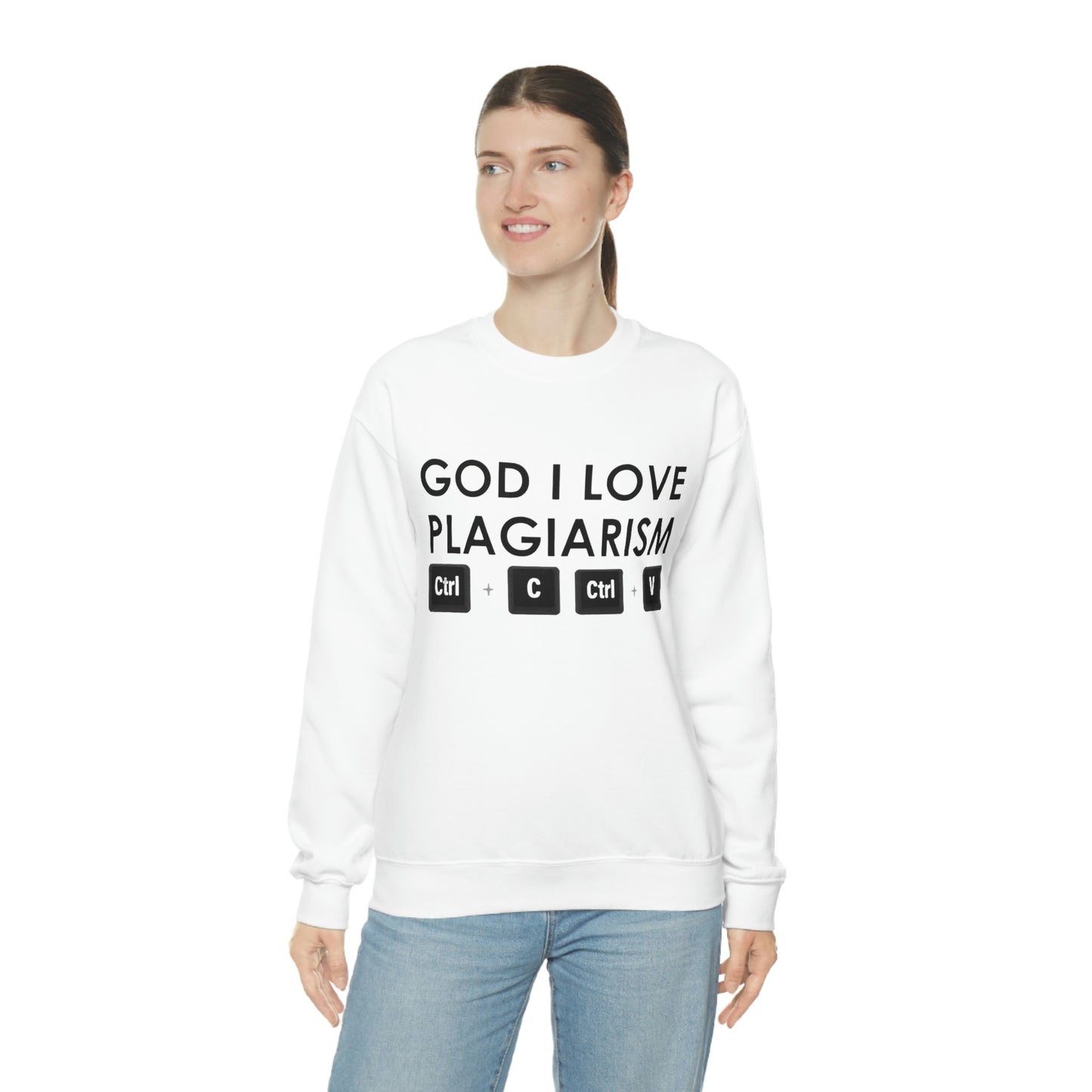 "God I Love Plagiarism" Unisex Crewneck Sweatshirt